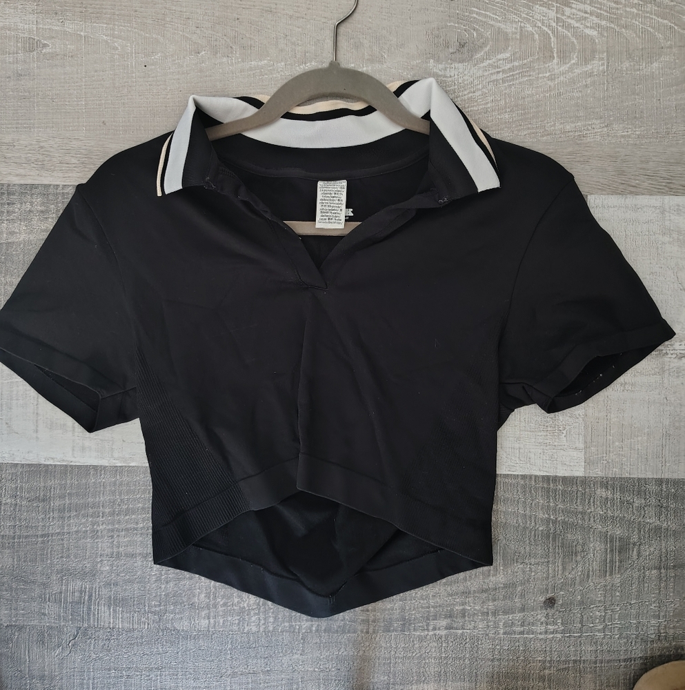 Victoria's Secret PINK Black Polo Crop Top